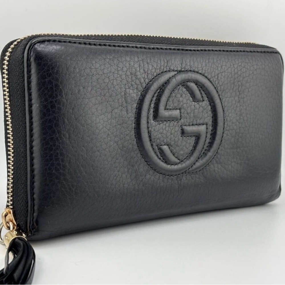 💯Gucci Black Leather Wallet with branded Dustbag Gently used Authentic